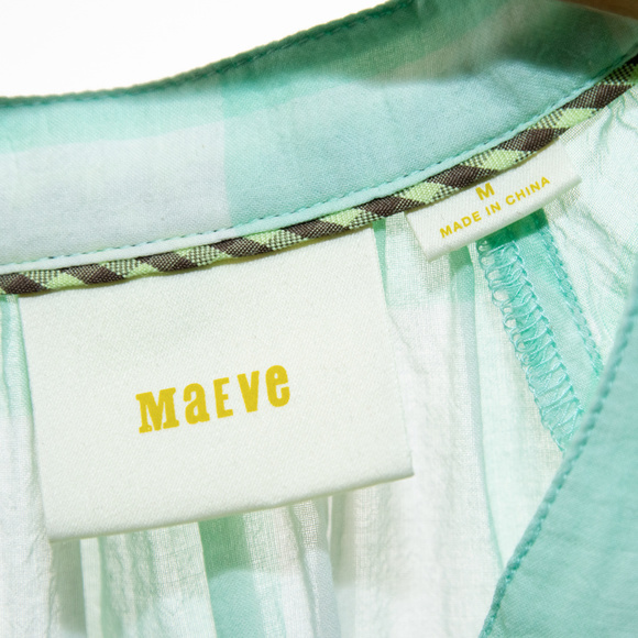 Mint, white Anthropologie Maeve check blouse - Picture 4 of 5